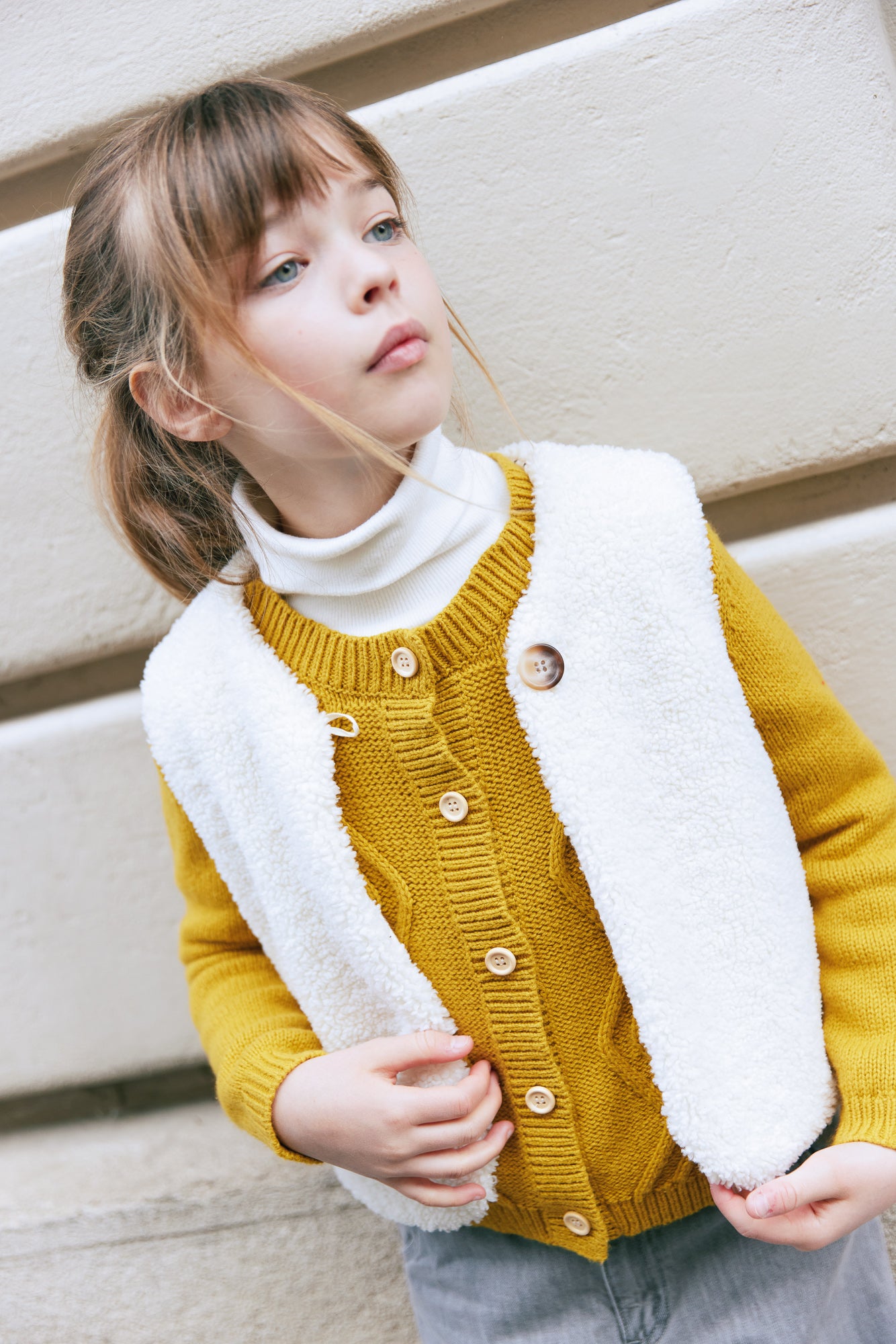 Cardigan  - Bernard Tricot Cable Yellow