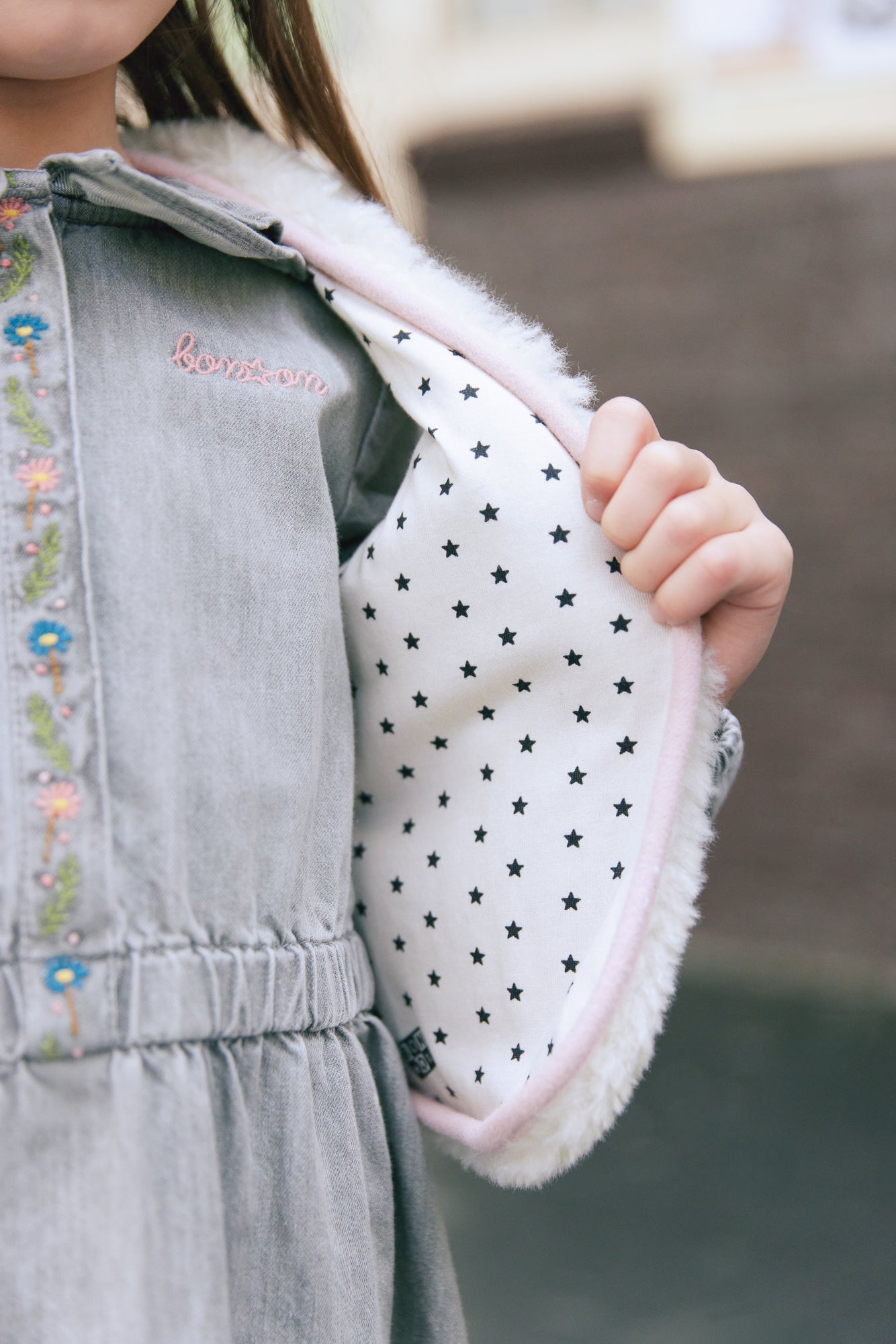 Jacket - without ecru sleeve Embrodery heart