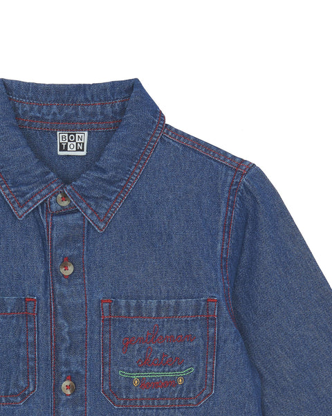 Shirt - Blue paname in denim - Image principale