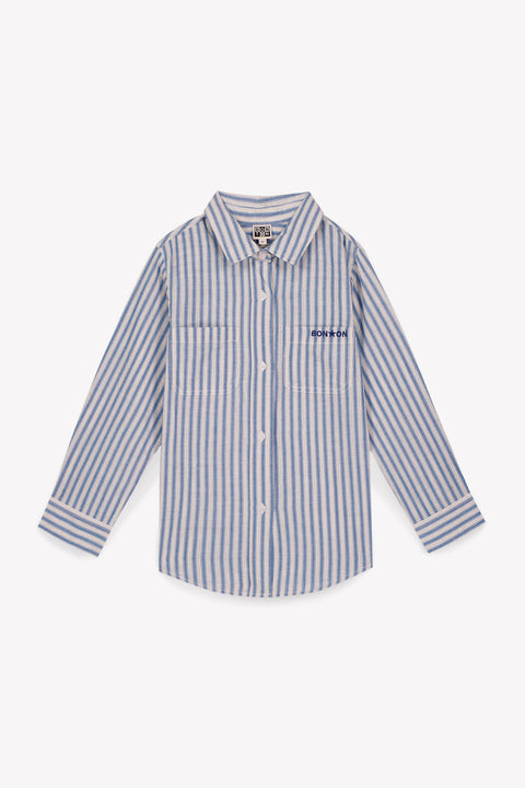 Chemise - Paname écrue voile de coton rayé bleu - Image principale