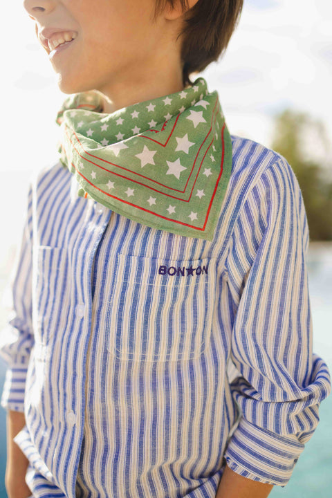Chemise - Paname écrue voile de coton rayé bleu - Image principale