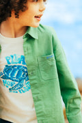 Shirt - Green paname cotton canvas and linen