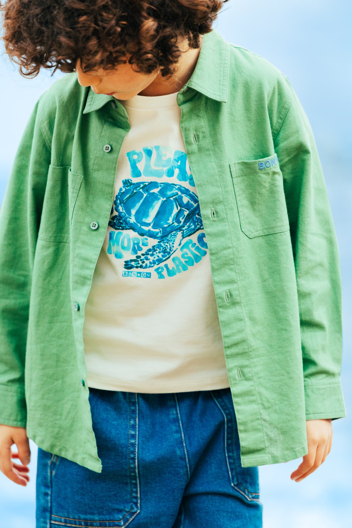Shirt - Green paname cotton canvas and linen