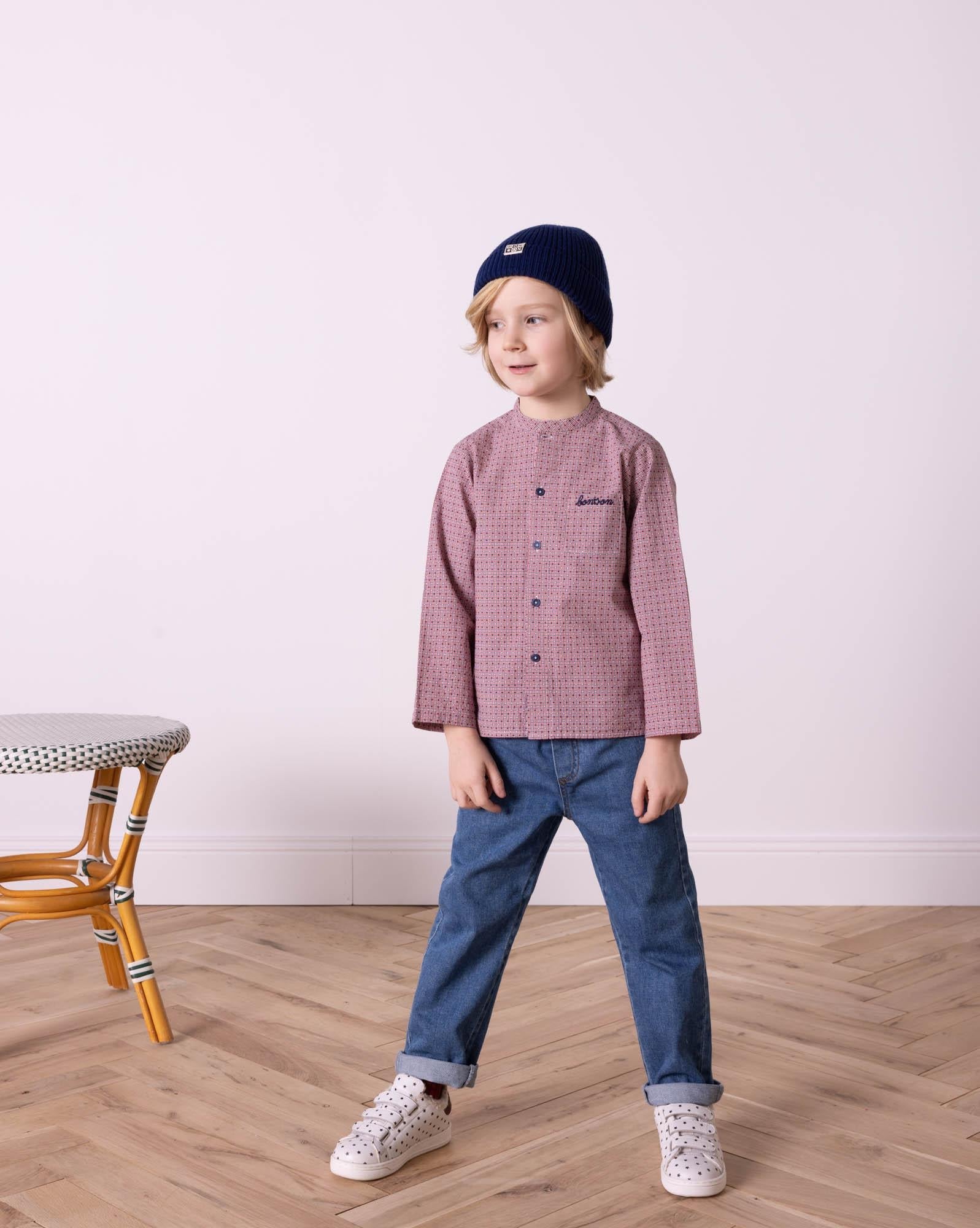 Chemise Internet bleue à carreaux