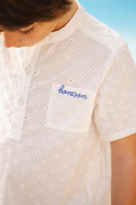 Chemise - Garou blanche voile de coton façonné - Image principale