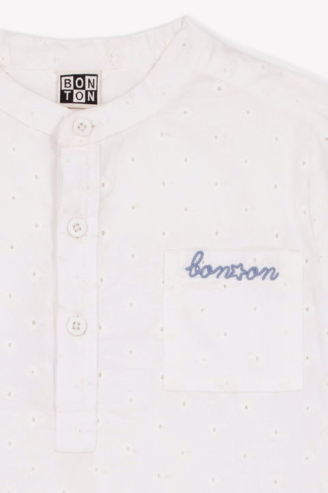 Chemise - Garou blanche voile de coton façonné - Image principale