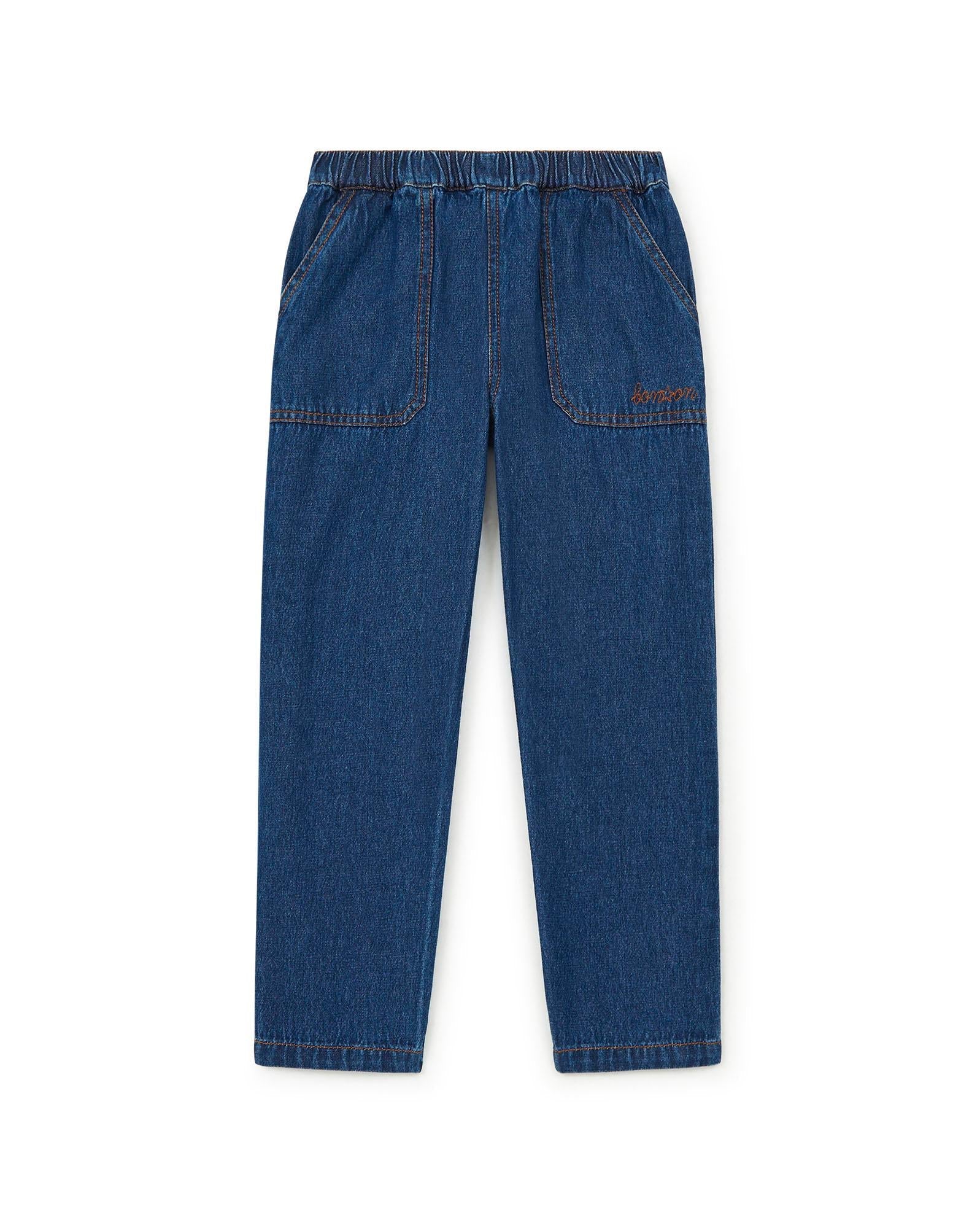 Pantalon Batcha bleu en denim brut