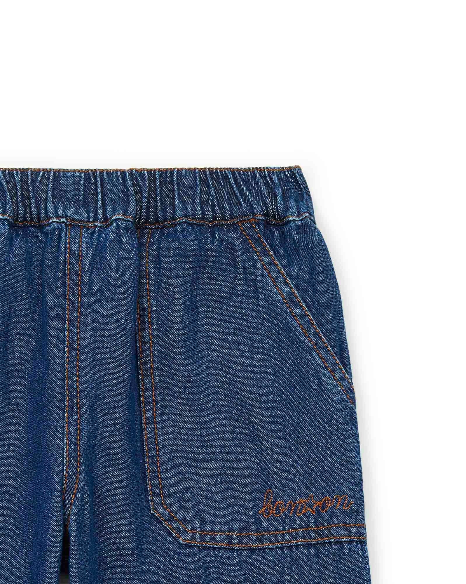 Pantalon Batcha bleu en denim brut