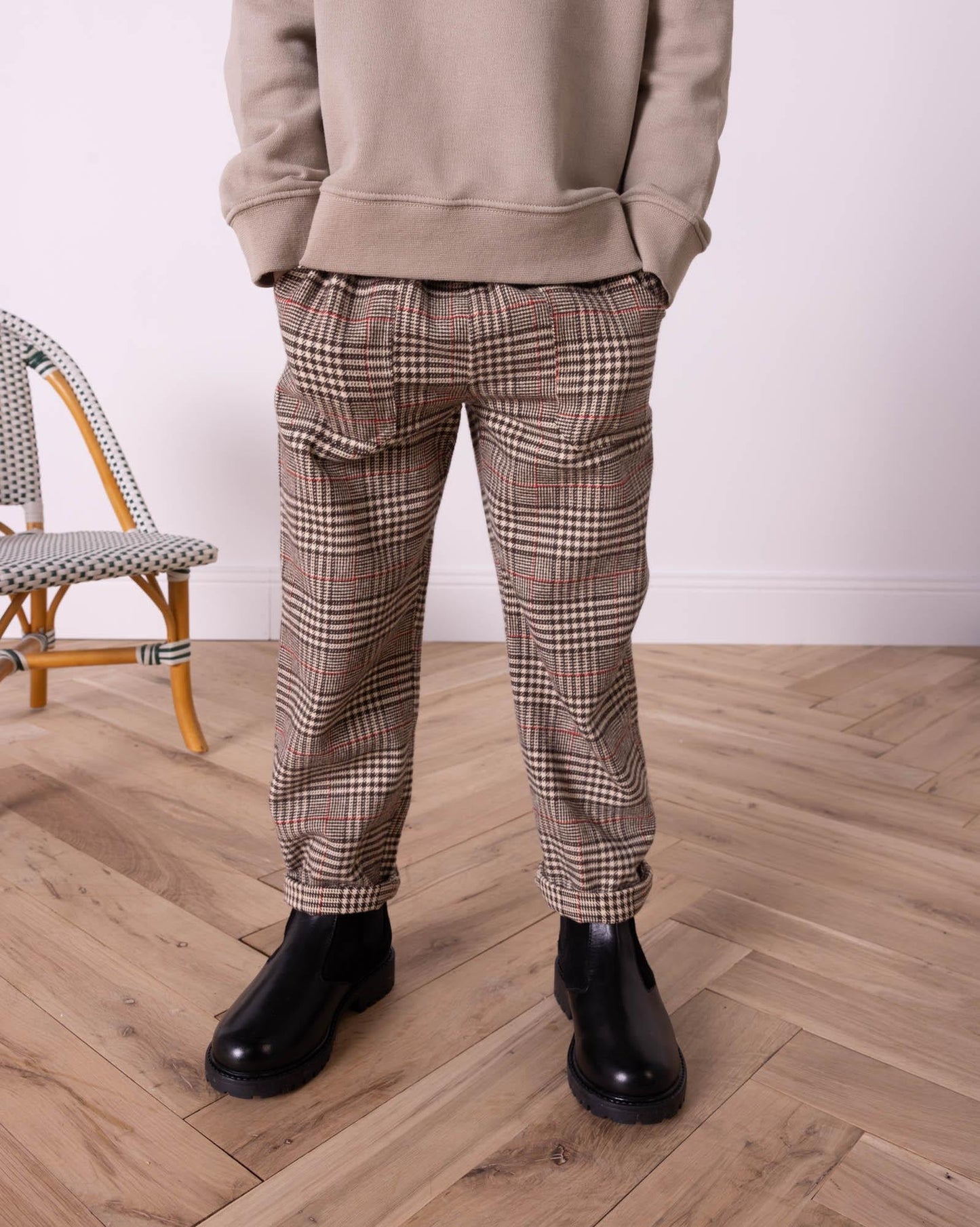 Trousers Batcha Brown in tweed cotton Print tile