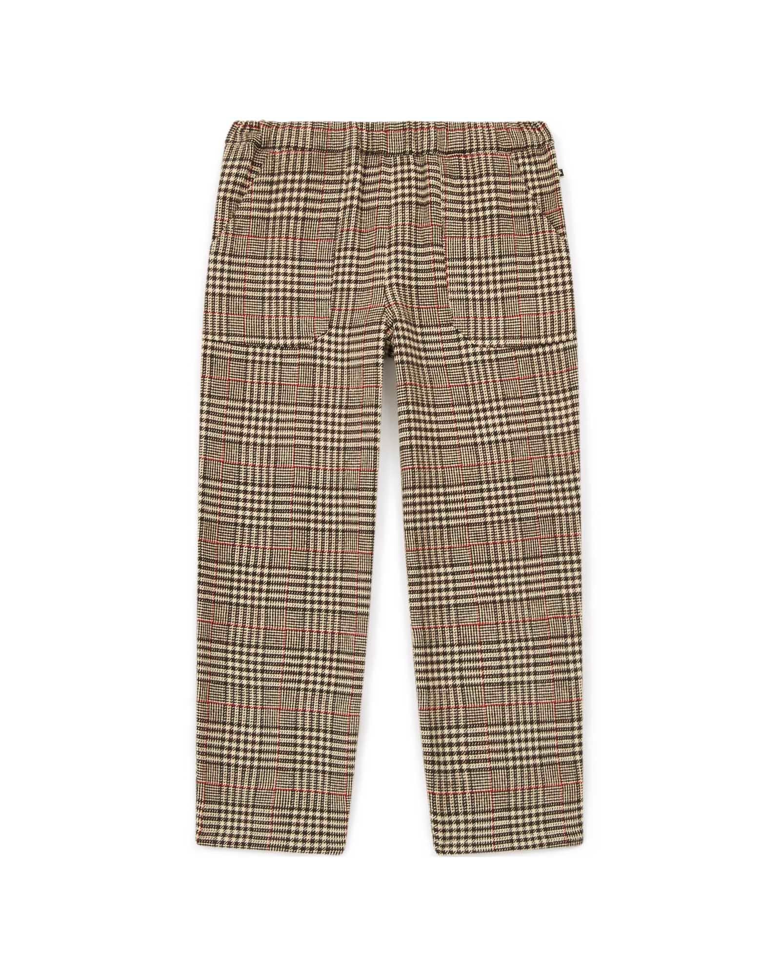 Pantalon Batcha marron en coton tweed imprimé carreau