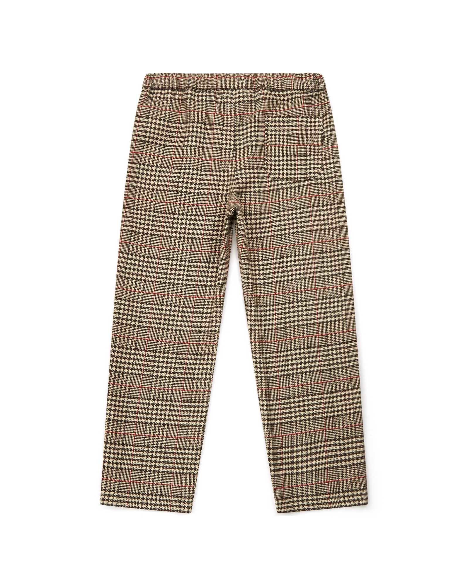 Pantalon Batcha marron en coton tweed imprimé carreau