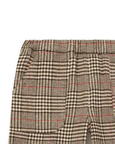 Pantalon - Batcha marron en coton tweed imprimé carreau - Image principale