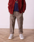 Pantalon - Batcha marron en coton tweed imprimé carreau