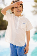 Chemise - Garou blanche voile de coton façonné