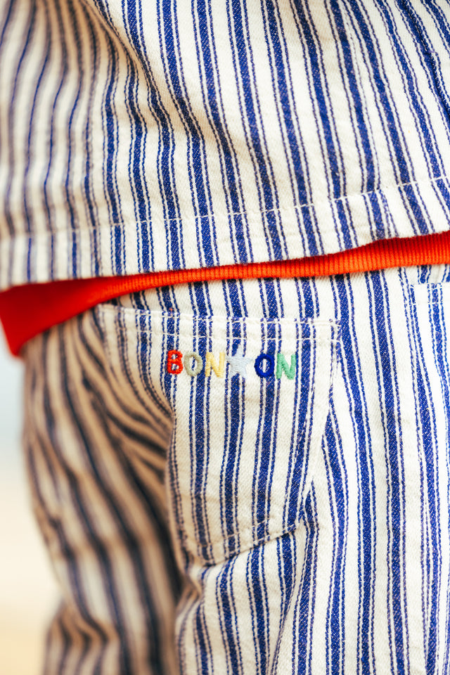 Short - Nuts bleu twill de coton rayé - Image alternative