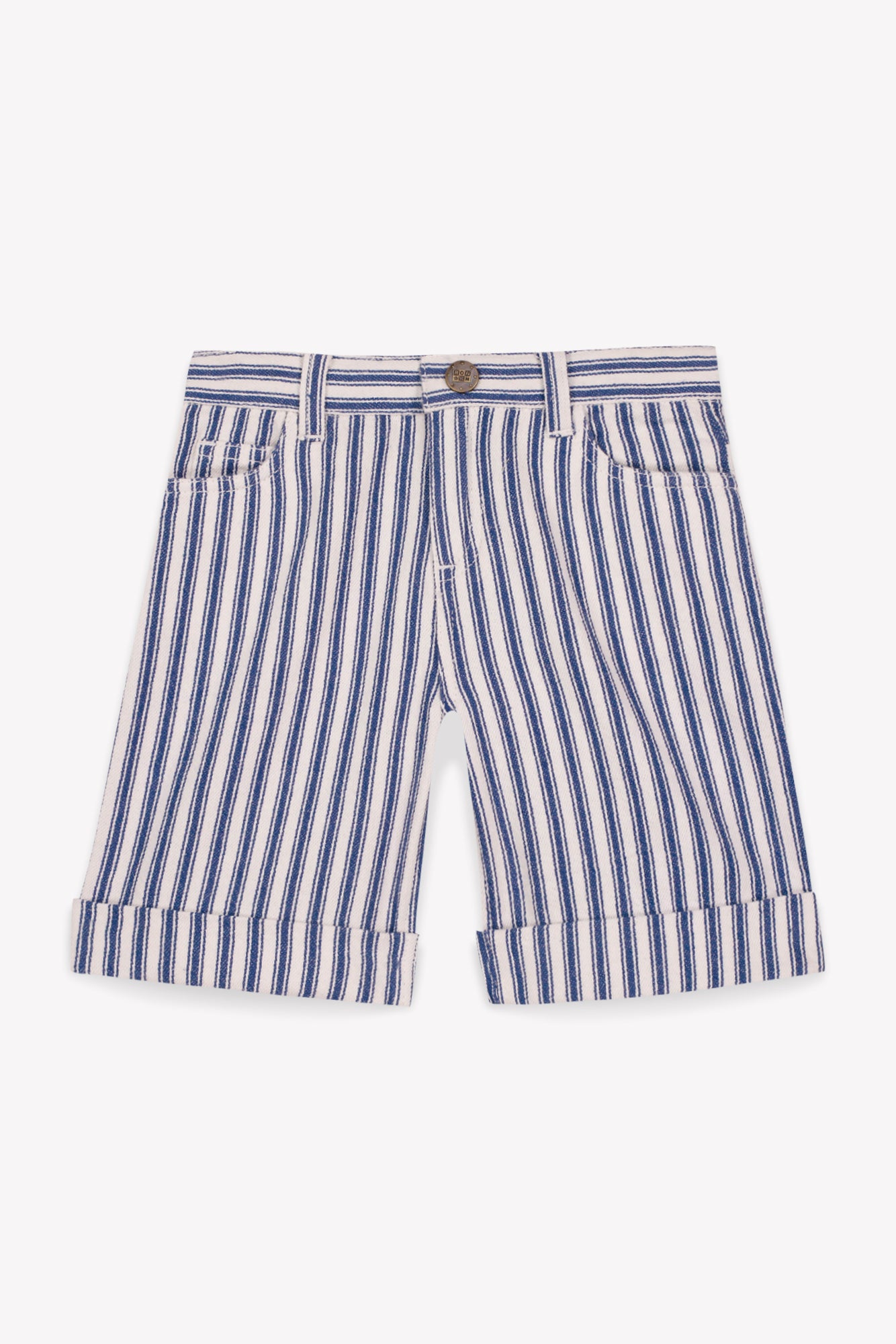 Short - Nuts bleu twill de coton rayé
