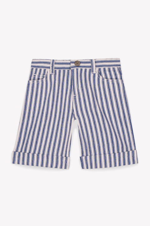 Short - NUTS Blue Striped cotton twill - Image principale
