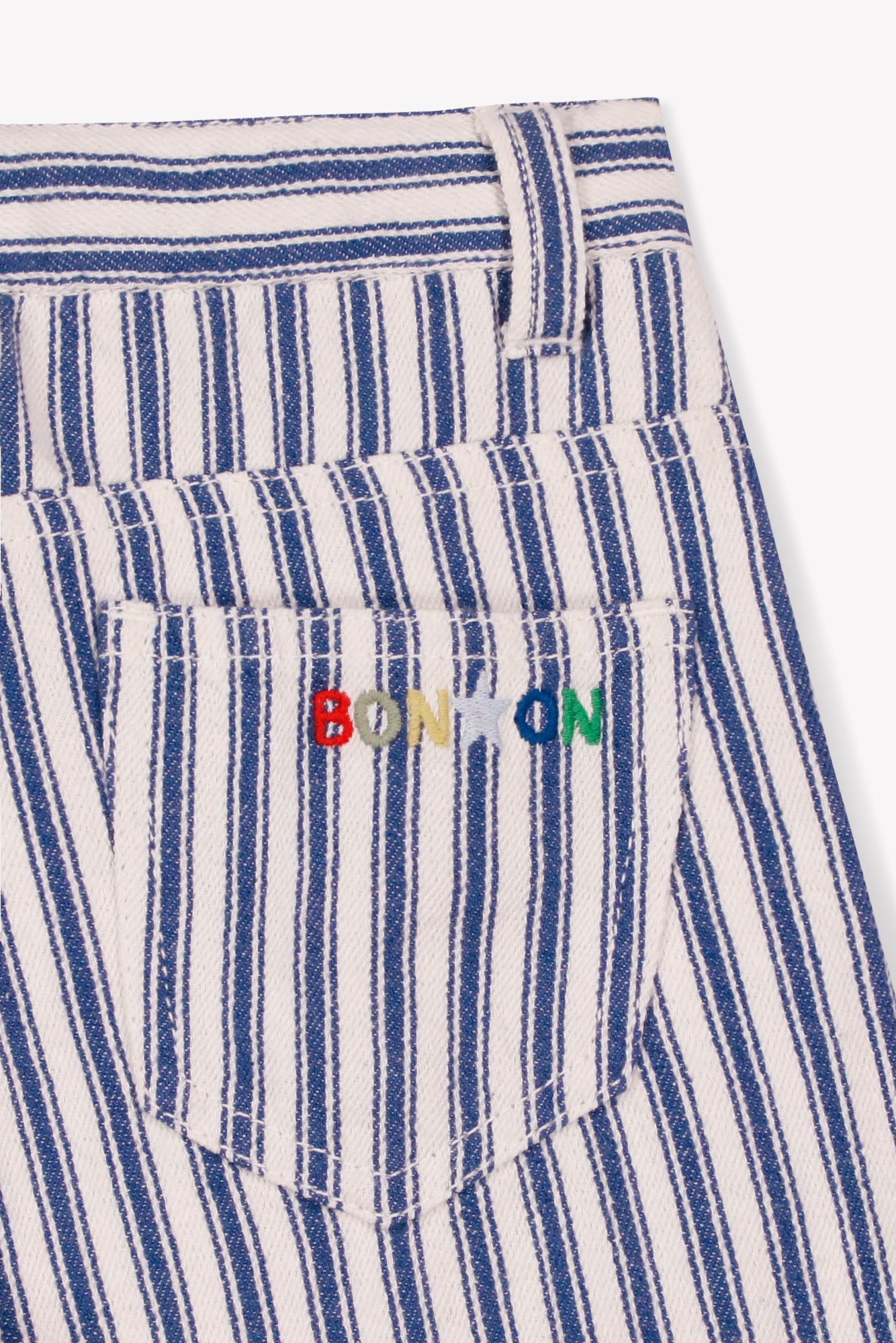Short - Nuts bleu twill de coton rayé