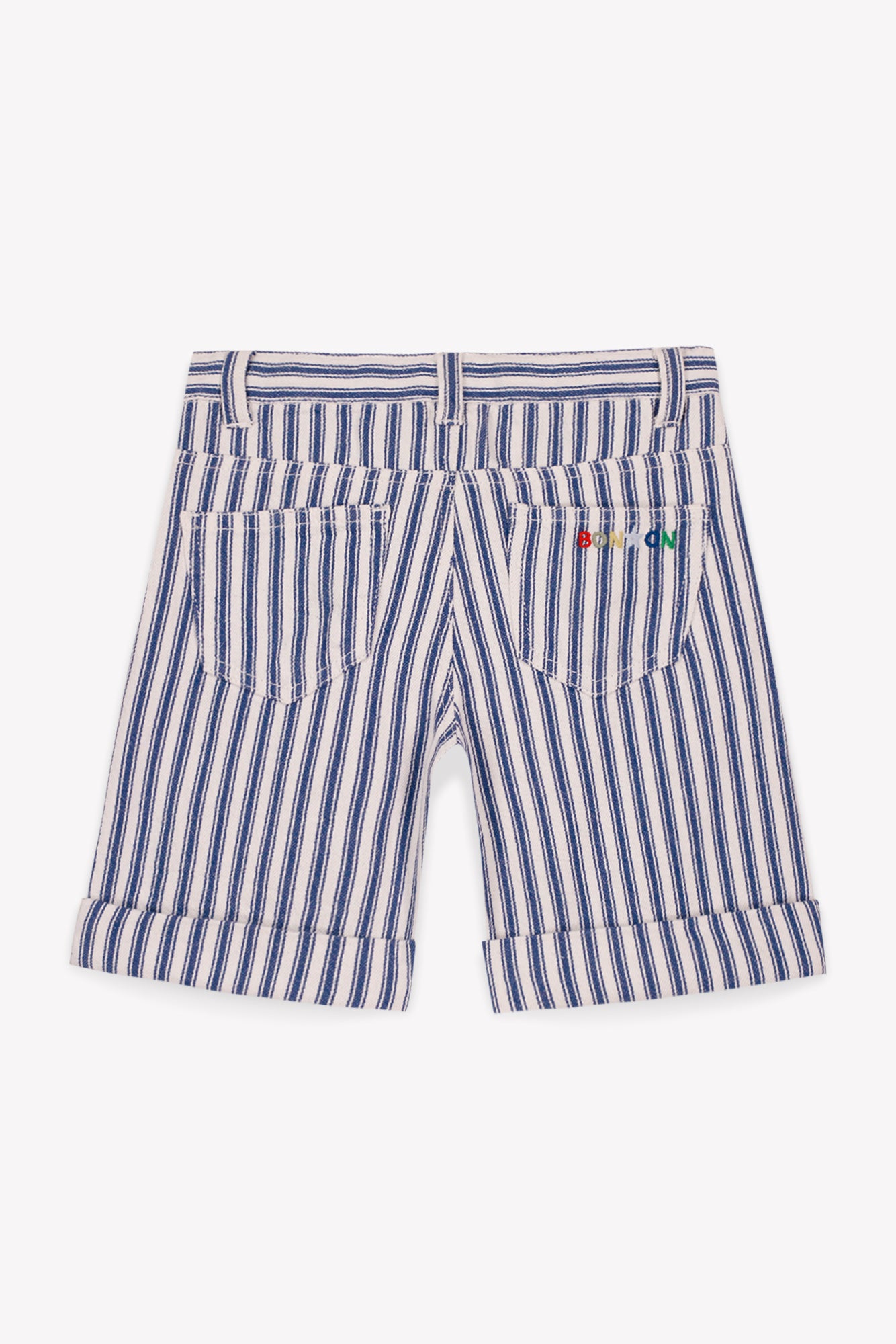 Short - Nuts bleu twill de coton rayé