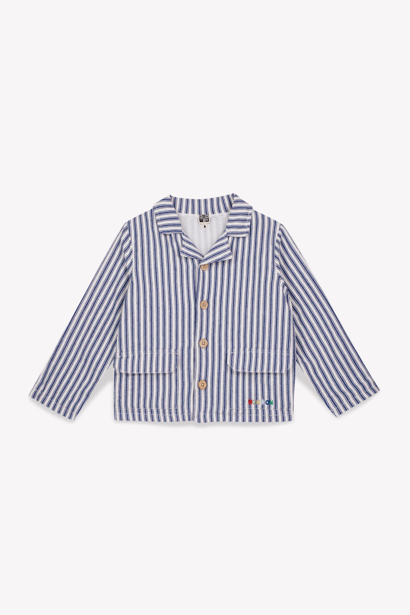 Jacket - Striped blue cotton twill