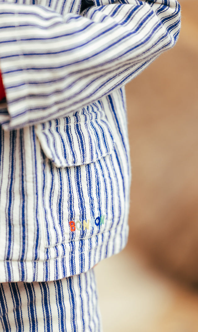 Jacket - Striped blue cotton twill - Image alternative