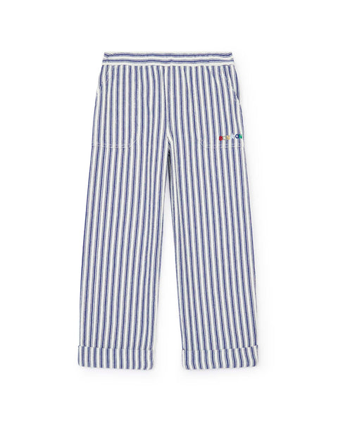 Trousers - itcha Blue Striped cotton twill - Image principale