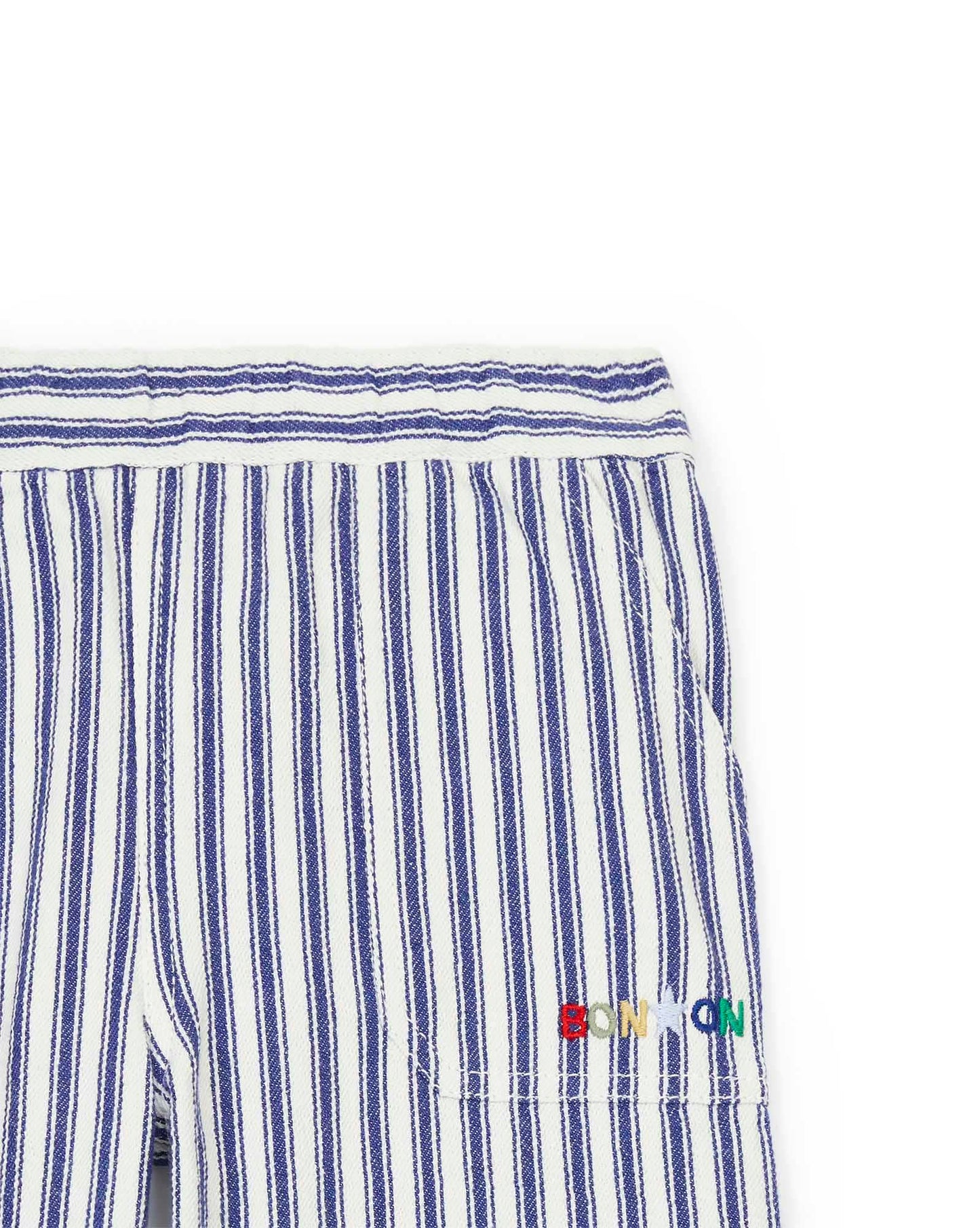 Trousers - itcha Blue Striped cotton twill