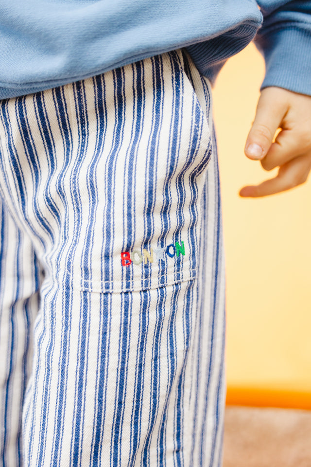 Pantalon - Itcha bleu twill de coton rayé - Image alternative