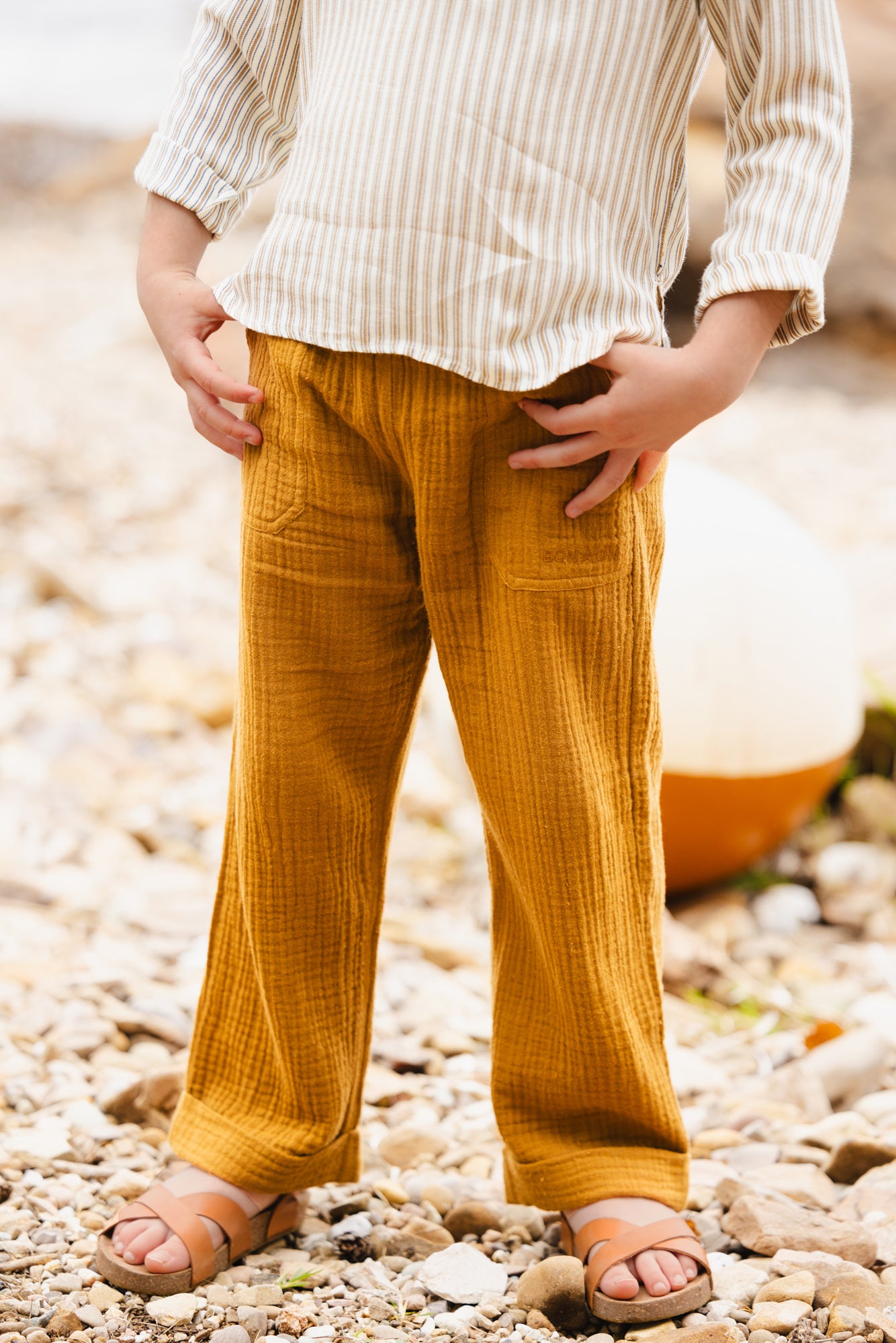 Trousers - Itcha brown double organic cotton gauze