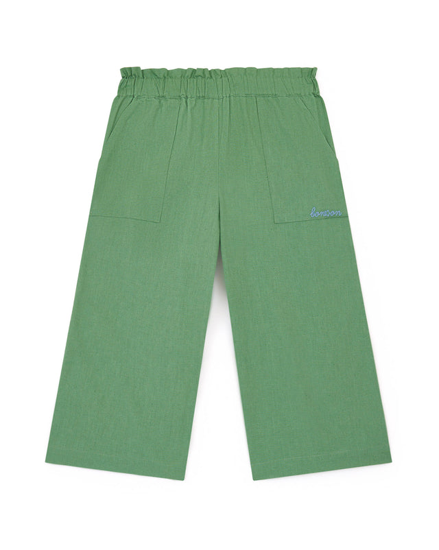 Trousers - Goa Green cotton canvas and linen - Image principale