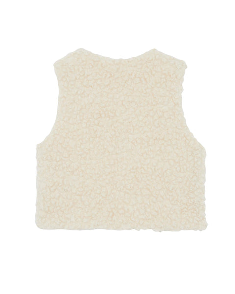 Cardigan Sleeveless - Beti ecru in Bouclette - Image principale