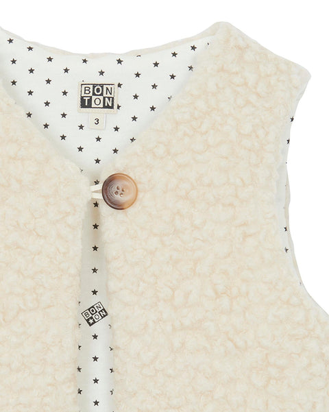 Cardigan Sleeveless - Beti ecru in Bouclette - Image principale
