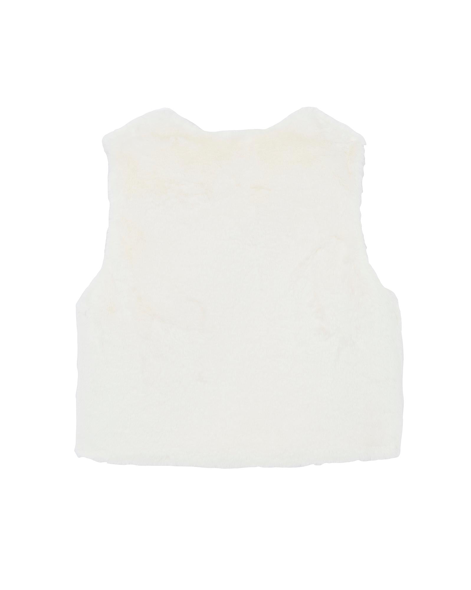 Gilet Beti beige sans manches en fausse fourrure