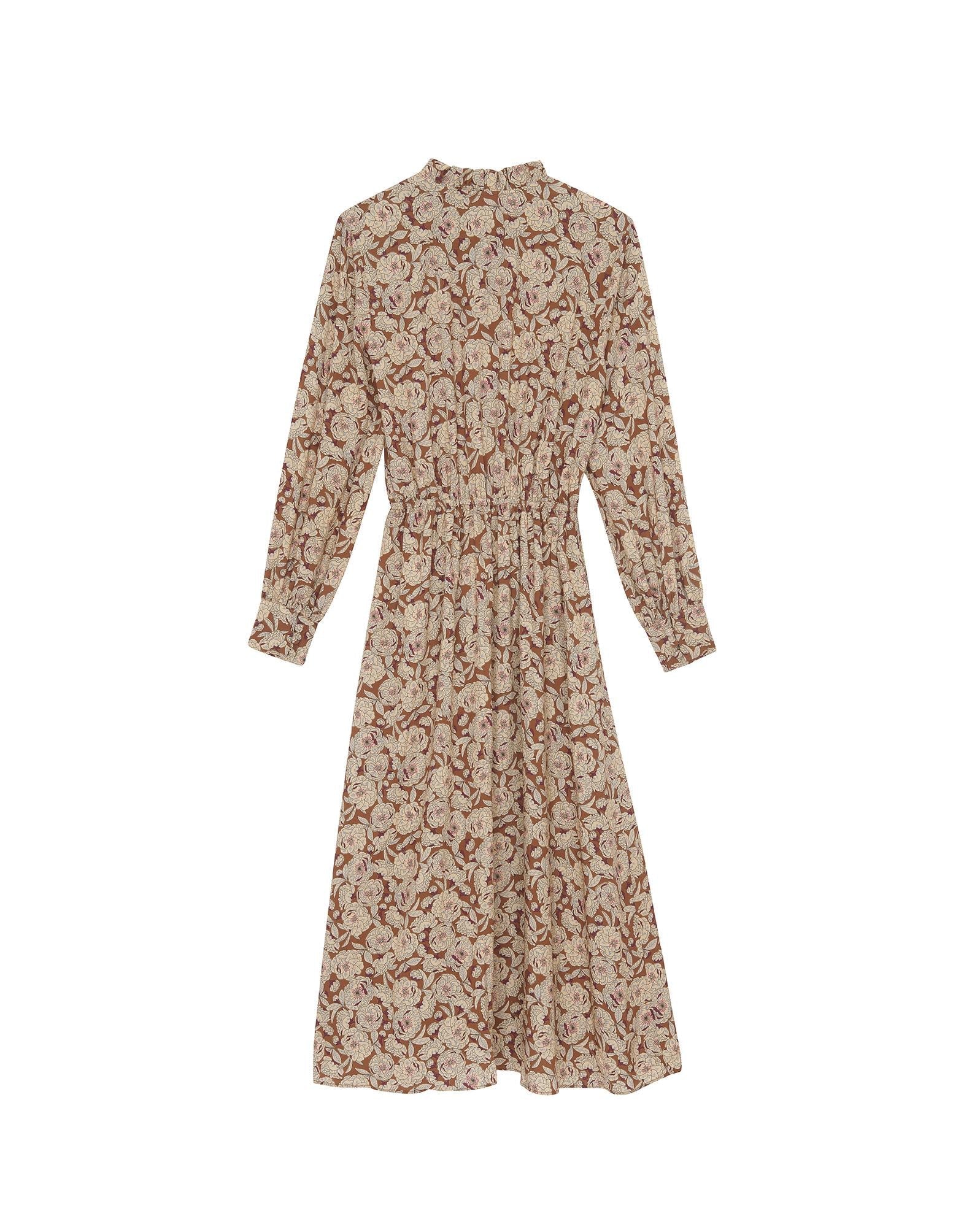 Robe longue fleurie Heveaw marron Femme