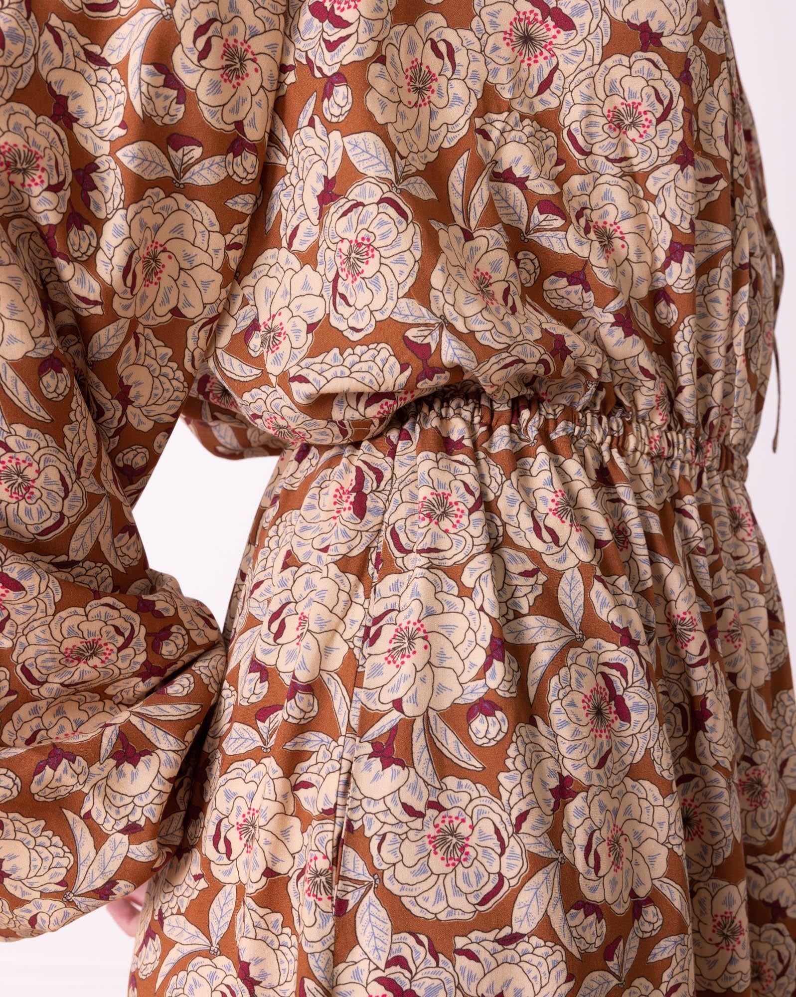 Robe longue fleurie Heveaw marron Femme