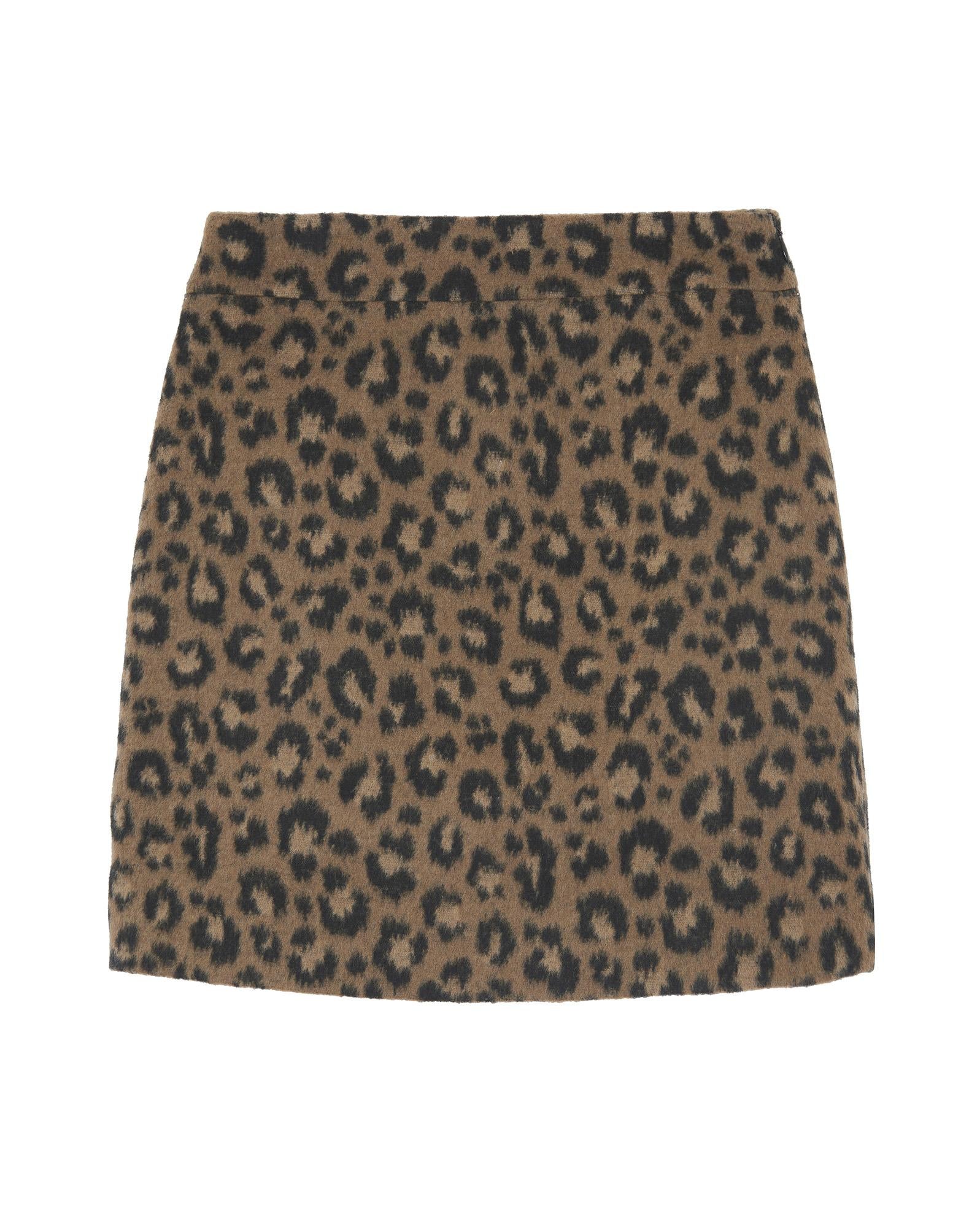 Jupe mi-longue longue léopard Holaw marron Femme