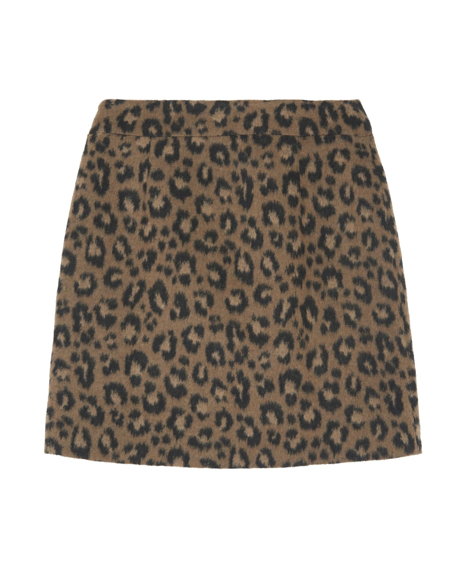 Jupe mi-longue longue léopard Holaw marron Femme