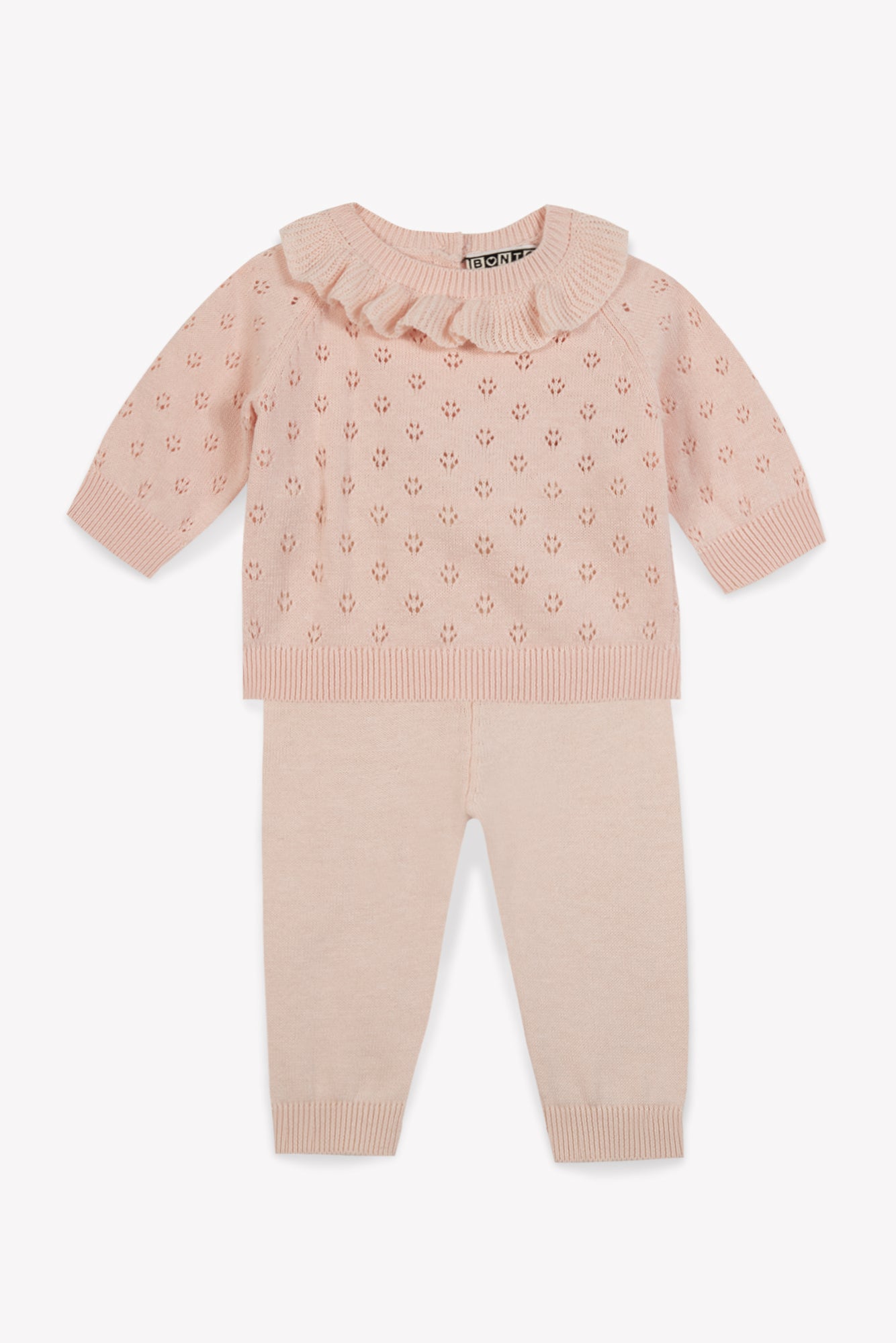 Ensemble - Cola rose Bébé maille coton ajourée