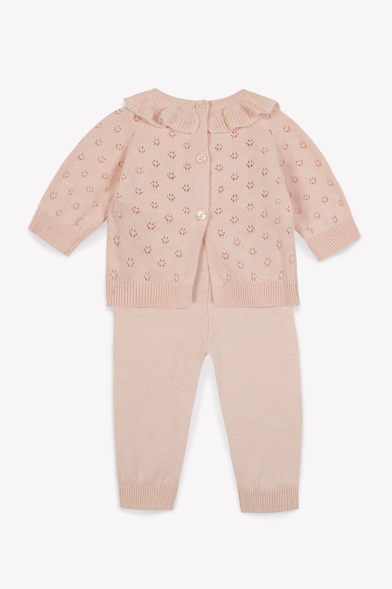 Ensemble - Cola rose Bébé maille coton ajourée