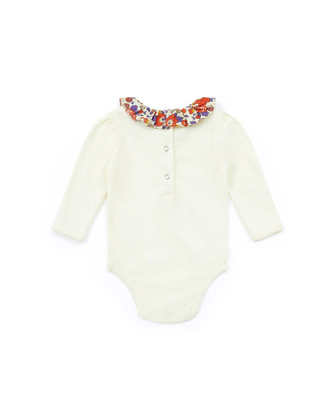 Body - Beige Baby cotton Collar Print Liberty - Image principale