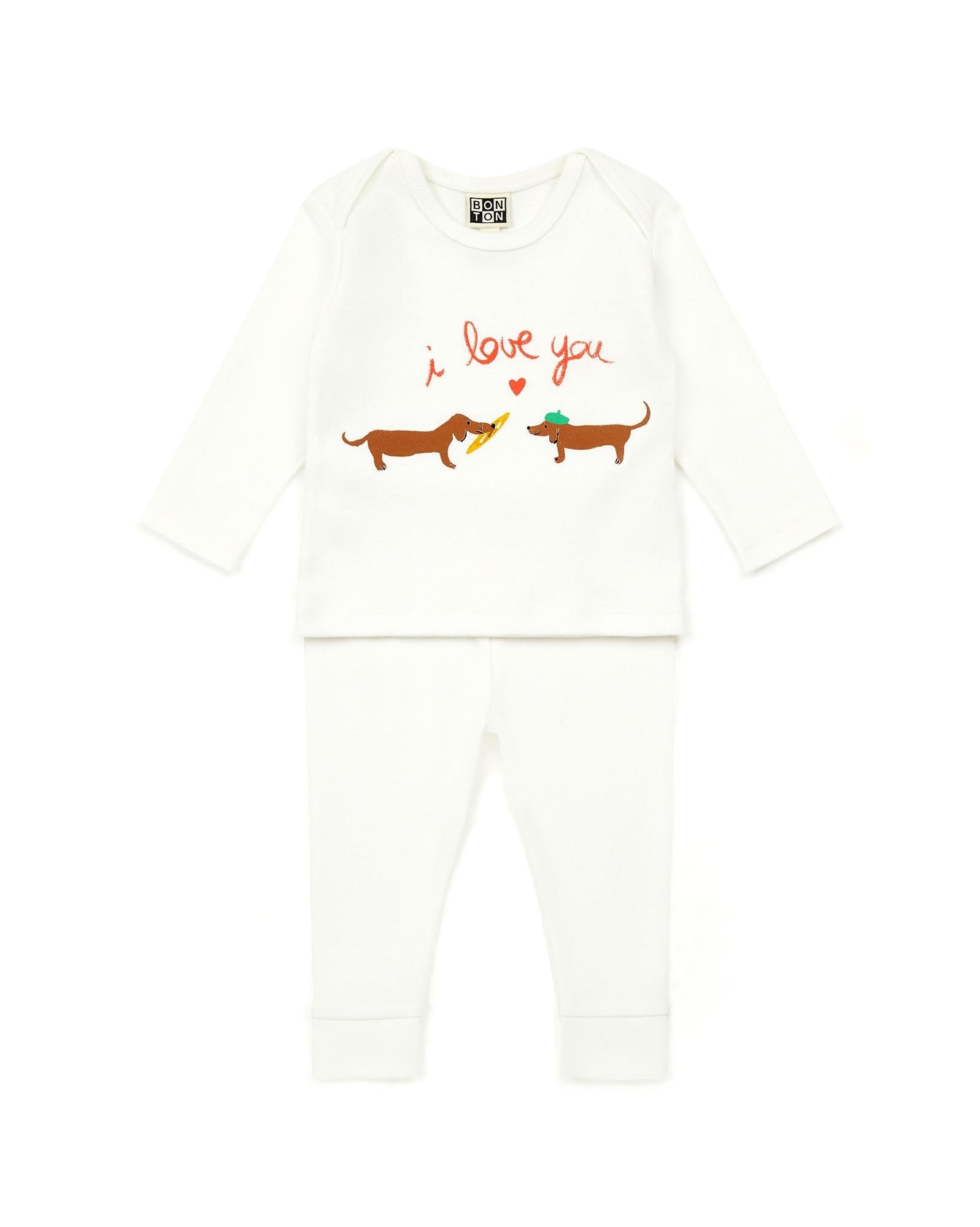 Ensemble Teckel beige Bébé coton biologique