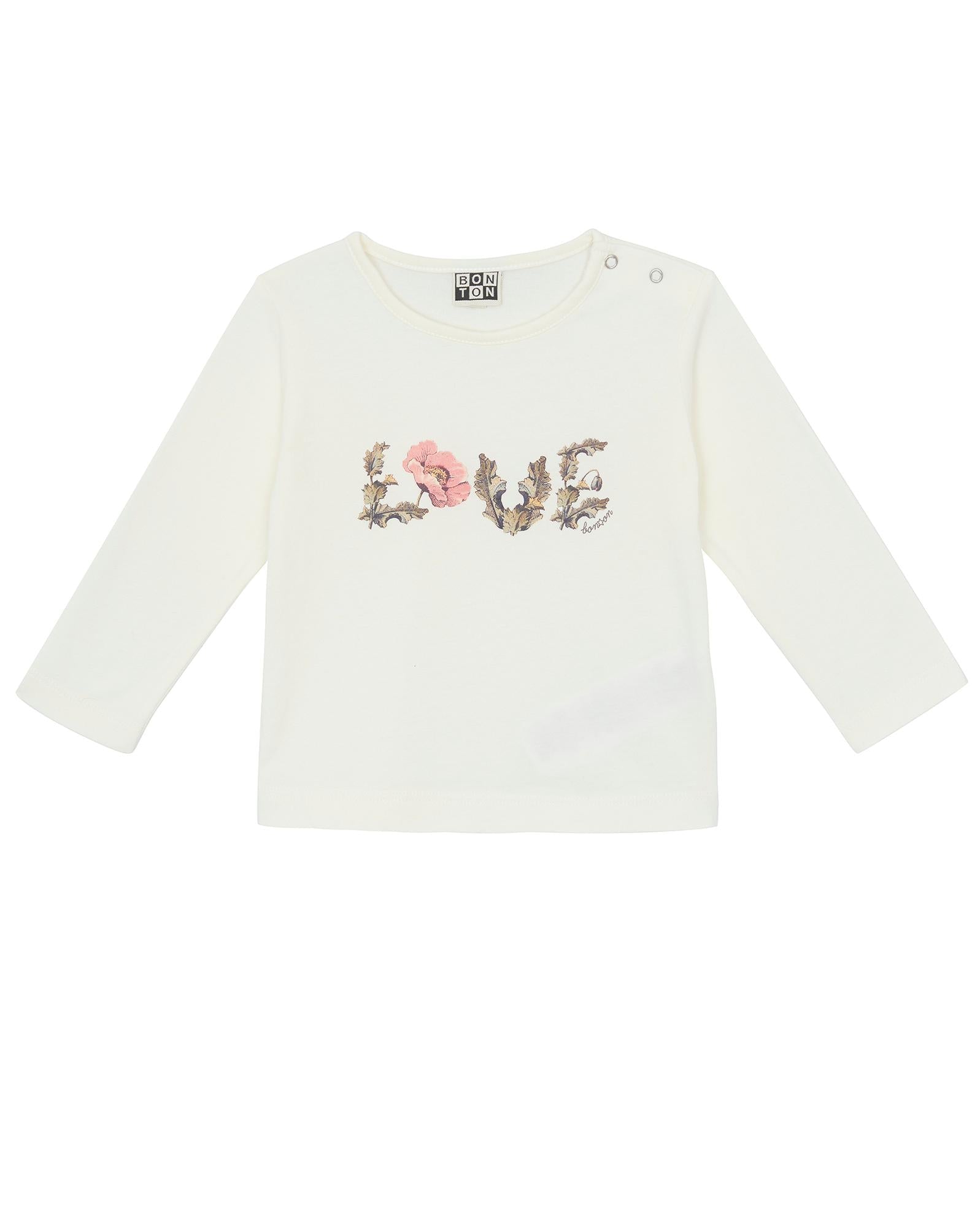 Tee-shirt Love beige Bébé ML 100% coton biologique