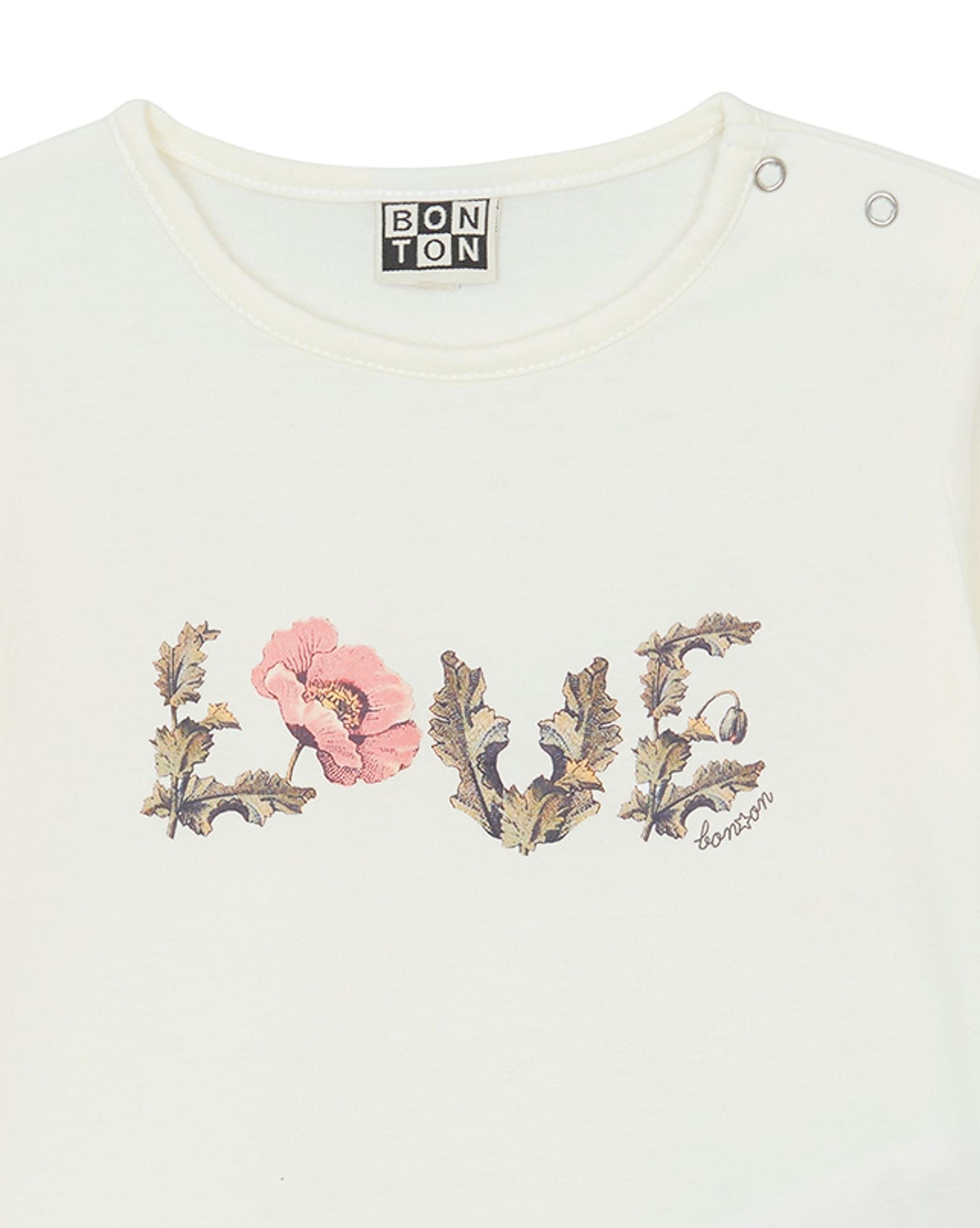 Tee-shirt Love beige Bébé ML 100% coton biologique