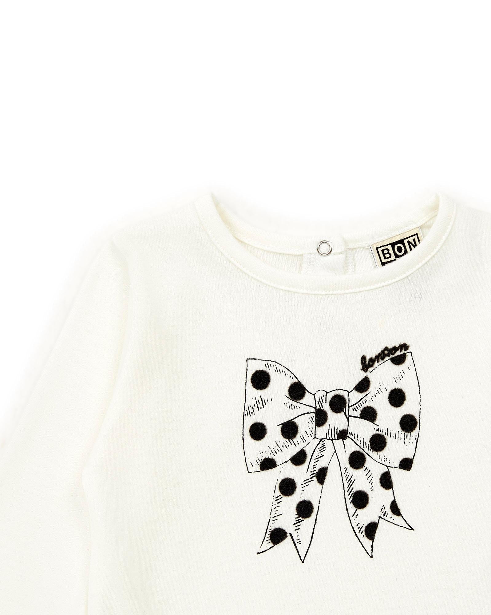 T-shirt Noeud beige Bébé à manches longues en coton biologique