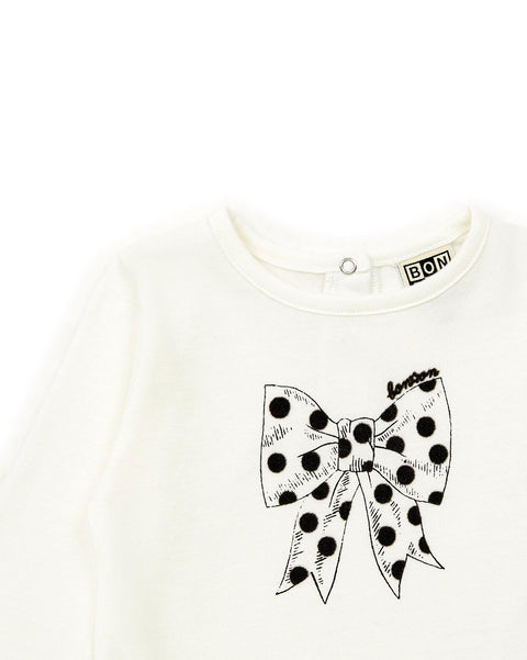 T-shirt - Noeud beige Bébé à manches longues en coton biologique - Image principale