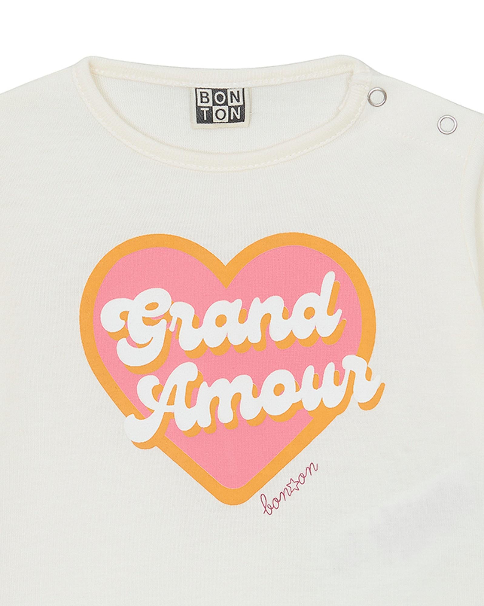 T-shirt Grand Amour crème bonton Bébé manches longues