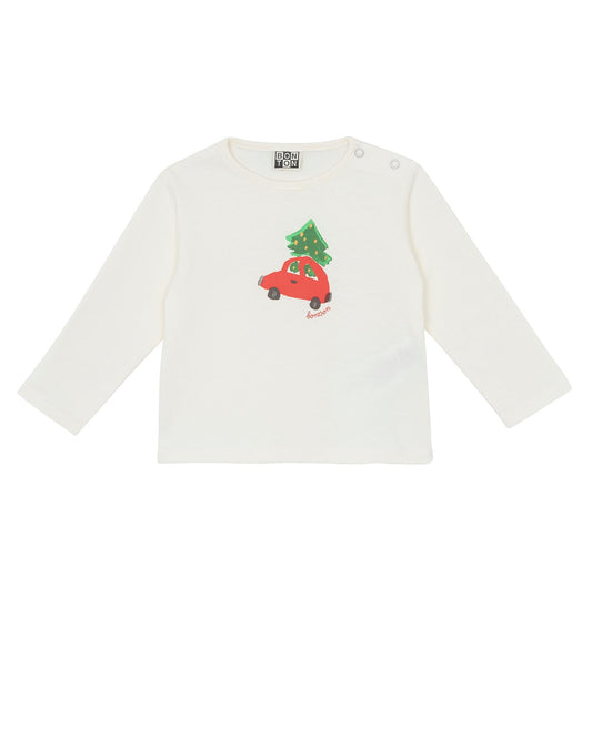 Santa T-shirt Beige Baby with long sleeves in organic cotton