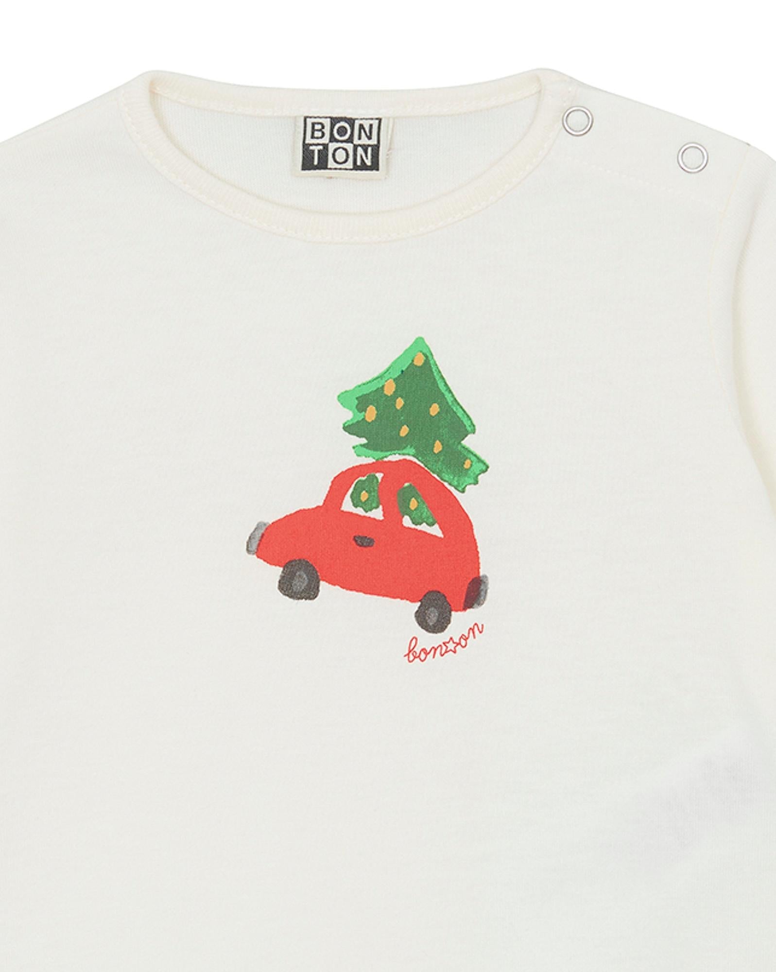 T-shirt Santa beige Bébé à manches longues en coton biologique