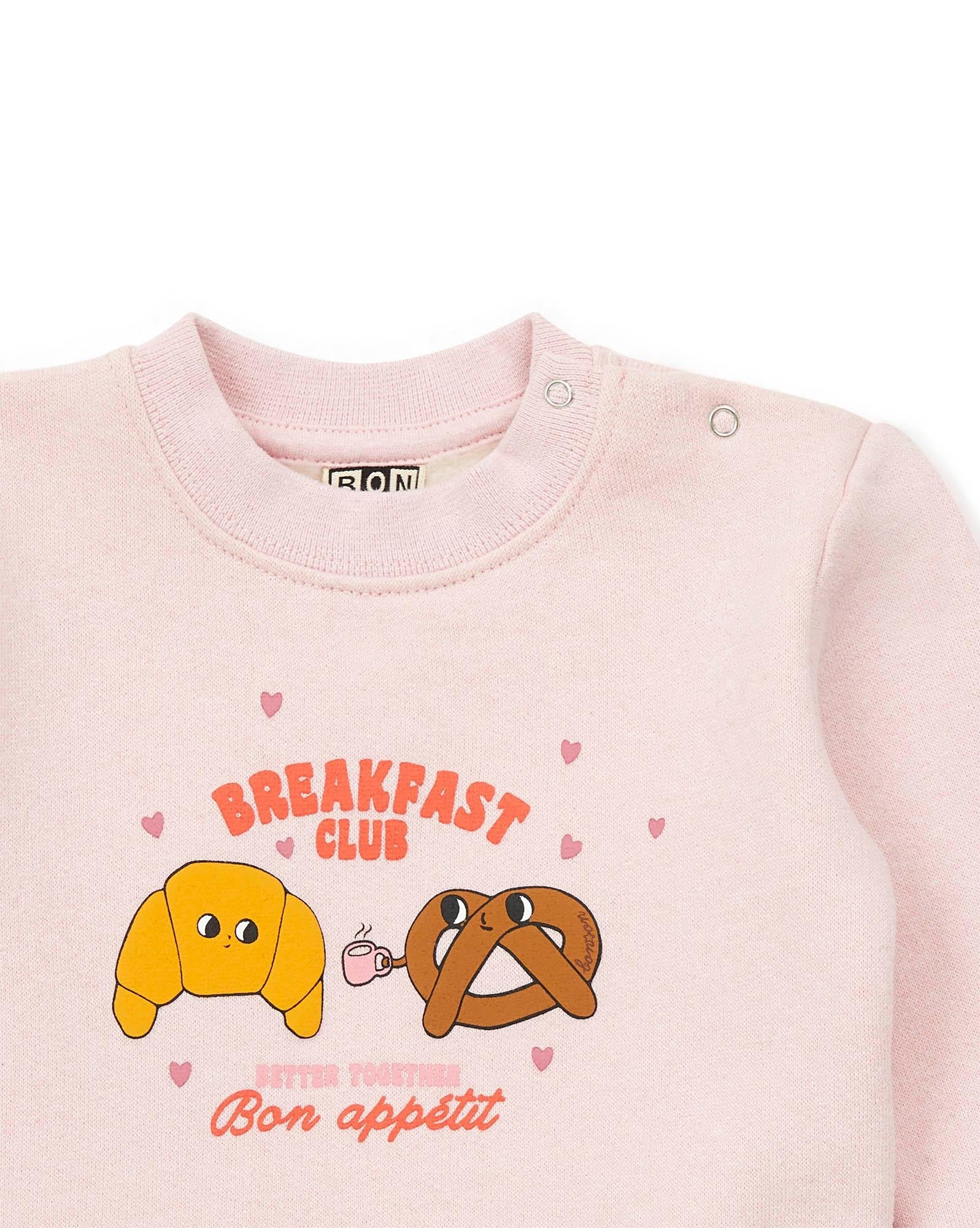 Sweat Breakfast rose Bébé en coton biologique