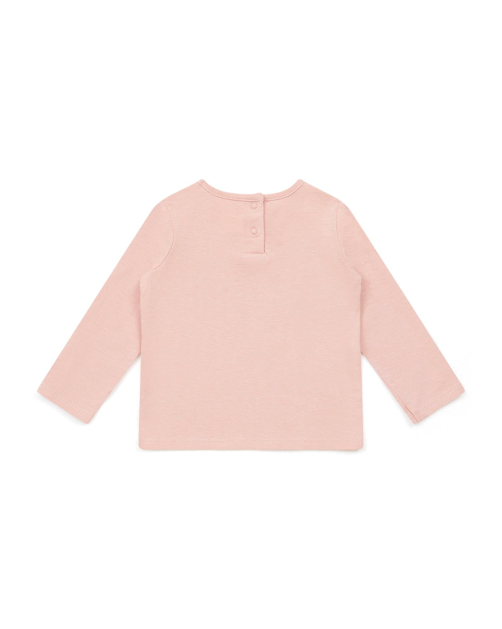 Tee-shirt ML Cœur rose Bébé en 100% coton biologique